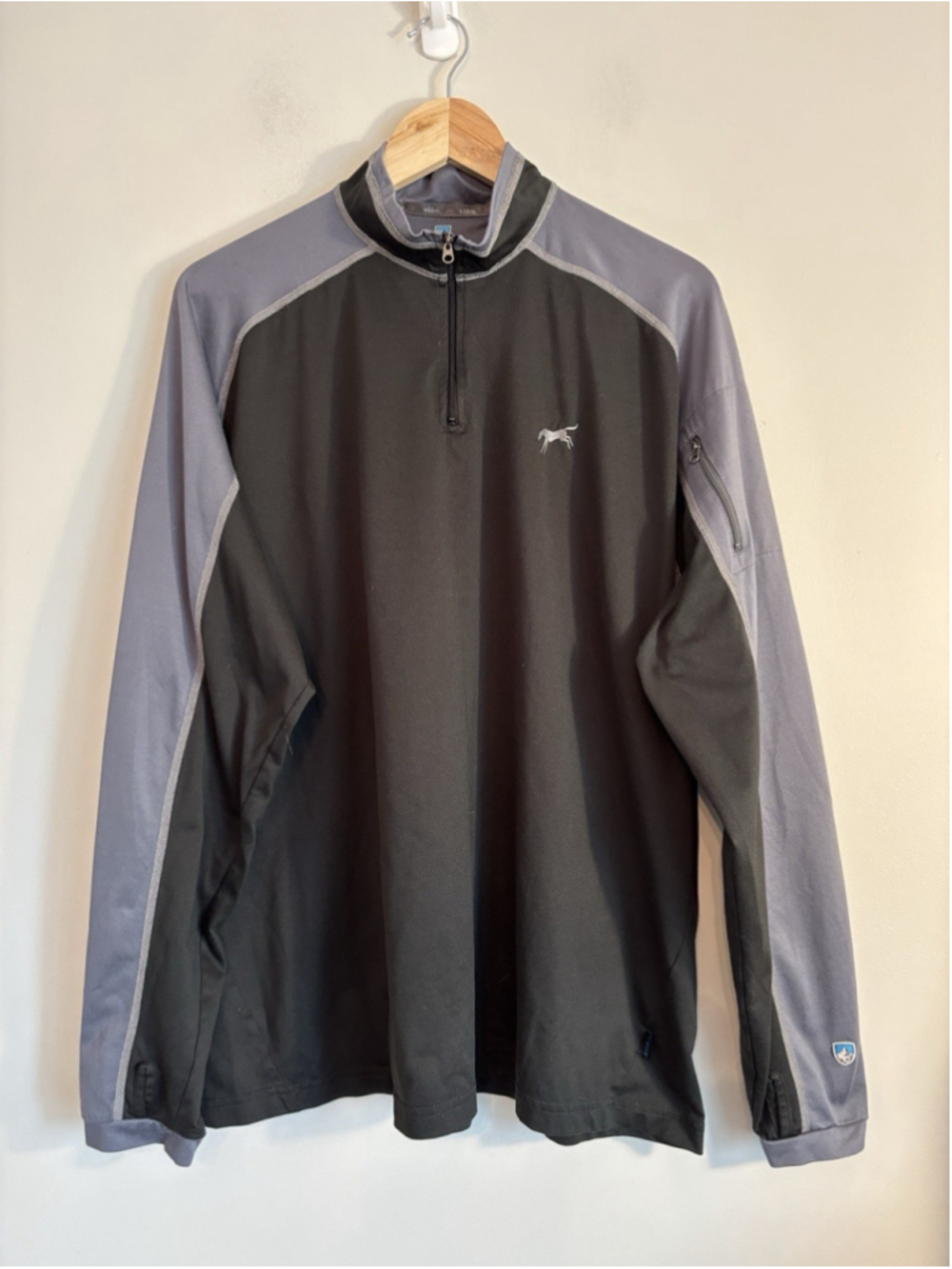 Kuhl Mens XXL Grey Black Technikore 1/4 Zip Wicking Baselayer Shirt